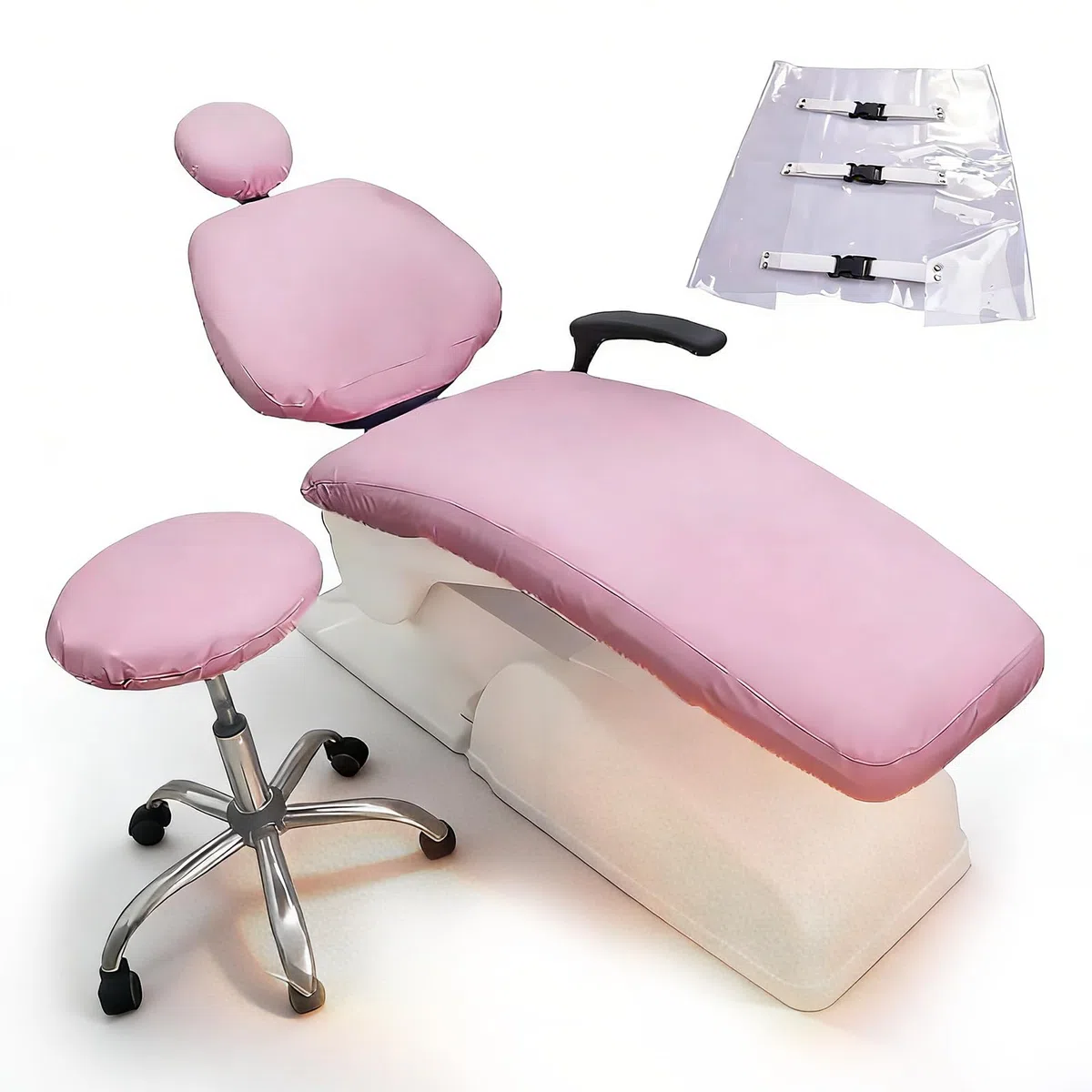 Fundas para sillones dentales, Juego de 5 Unidades de Cuero sintético para odontología, Fundas Protectoras Impermeables de Cuero sintético para sillones dentales, película compuesta(Pink)