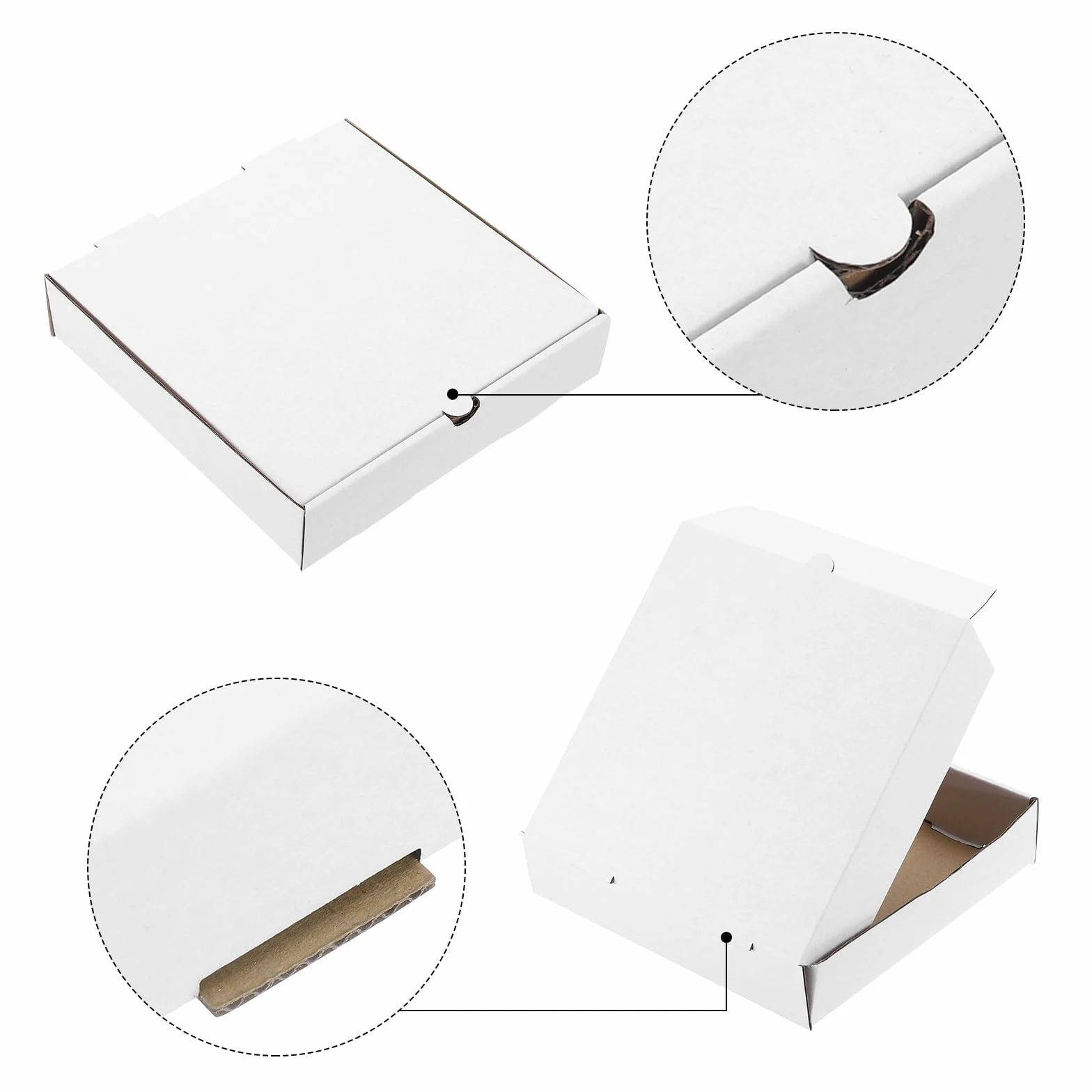 QUARKZMAN Caja de Pizza 10 piezas 7 x 7 - Cajas de Pizza Mini de Papel de Cuero de Vaca Contenedor Cuadrado de Almacenamiento Corrugado para Pasteles Galletas Pizza (Blanco)