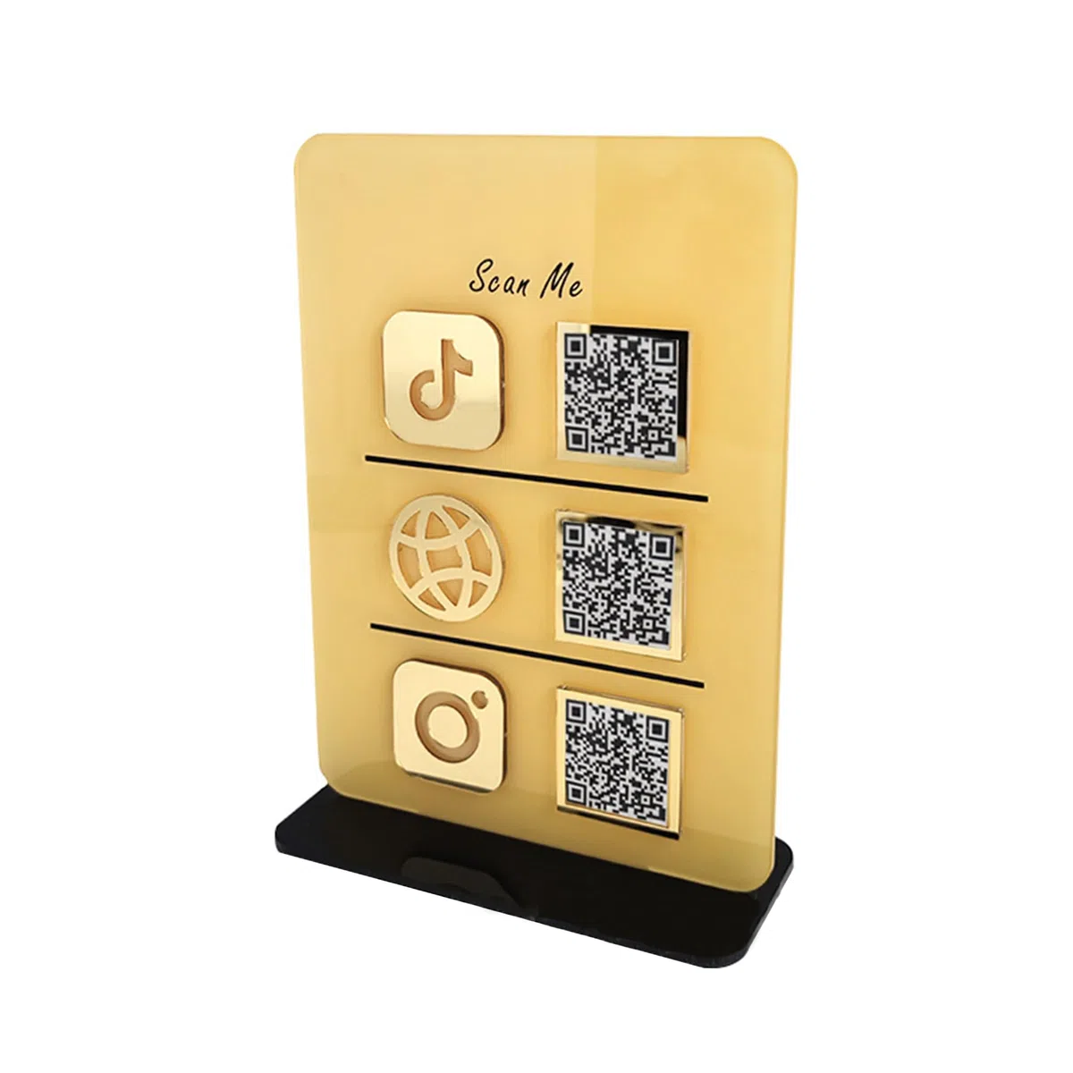 Letrero personalizable con código QR para múltiples negocios, visualización QR, escaneo para pagar, Face-book, redes sociales, código QR, colores incluyen azul cielo, oro, rosa, lavanda (tres códigos