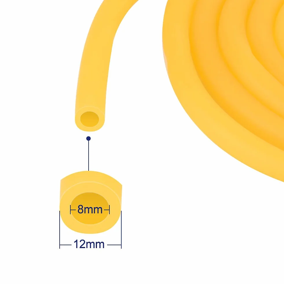 Labasics Tubo de Goma, Látex Puro Tubería Ambar Tubo de Caucho Natural 7/16 Pulgada (12 mm) DE 5/16 Pulgada (8 mm) DI Altamente Elástico y Fuerte Rubbre Tubing, 5 Meter