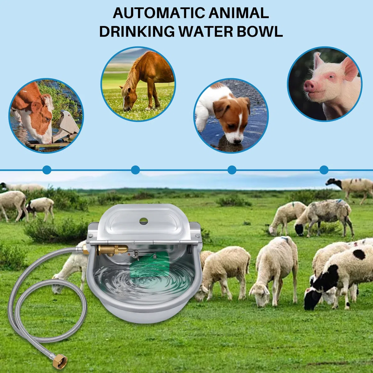 Bebederos Automaticos para Perros, Bebedero para Ganado de Acero Inoxidable, con VáLvula de Flotador de LatóN de 1/2", Adecuado para Ganado, Ovejas, Perros, Caballos, Alpacas