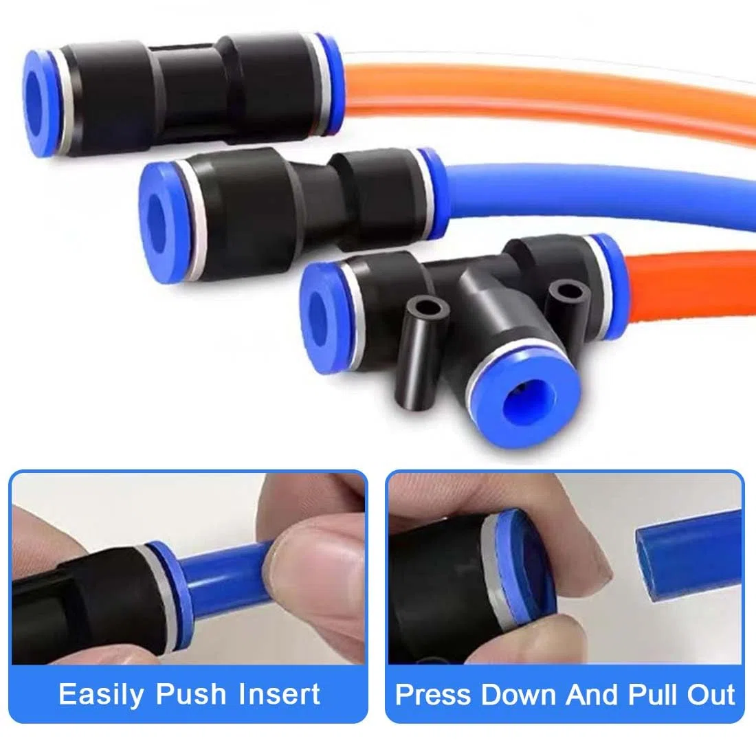 16 Piezas 6mm/8mm/10mm/12mm Reducción Neumática Recta Empujar para Conectar Adaptador de Liberación Rápida Reductor Accesorios