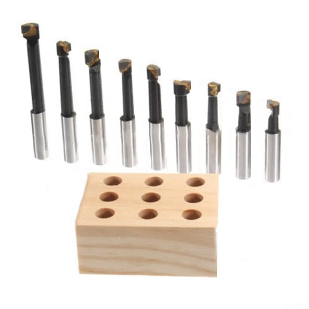 Barras de mandrinar de vástago, juego de 9 barras de mandrinar de aleación de 12 mm para taladro de 50 mm para barra de perforación cónica MT3-M12 para fresado de torno