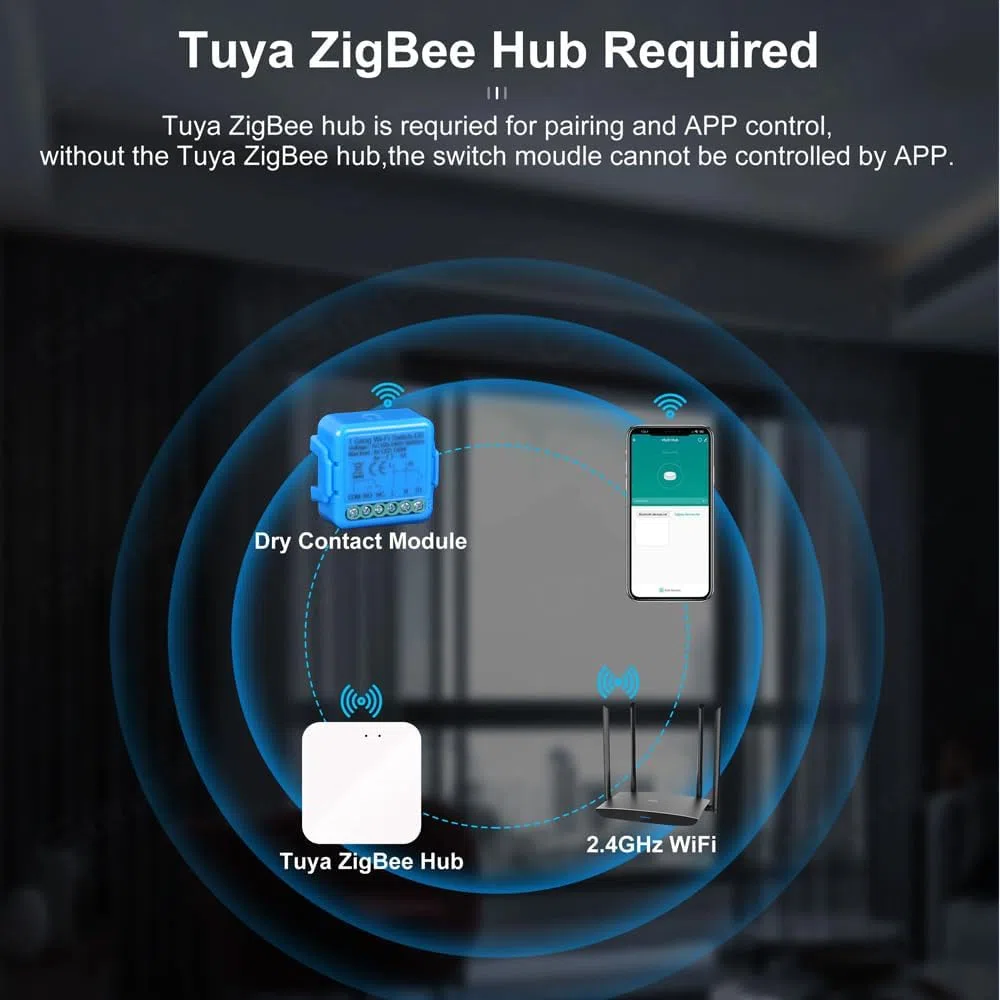 Yueyang Tuya WiFi Smart Switch 220V Relé Contacto Seco Interruptor de Control Remoto, Abridor de Puerta, Modo Pulso, Funciona con Alexa Google Home (1)