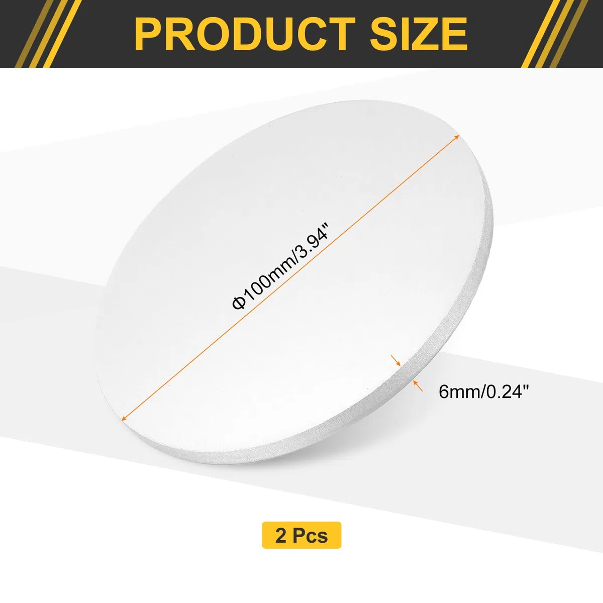 QUARKZMAN 2 Piezas De Disco De Aluminio 4"(100mm) Diámetro 0.24"(6mm) Grosor 1060 Placas Circulares De Aluminio Láminas Redondas Para Estampado De Metales
