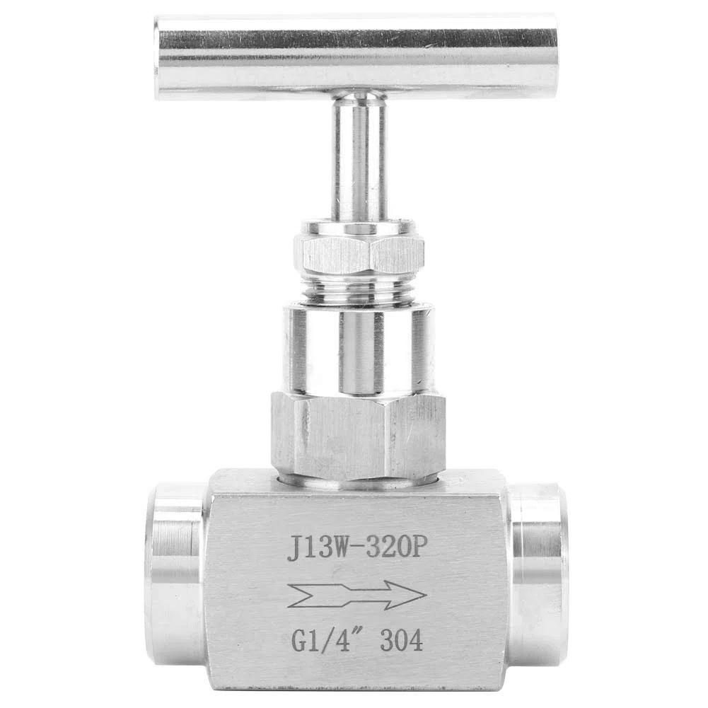 Válvula de Aguja Recta de Alta Presión Válvula de Aguja Recta de Rosca Hembra BSPP de Acero Inoxidable para Transmisión de Agua, Aceite y Combustible (1/4in)