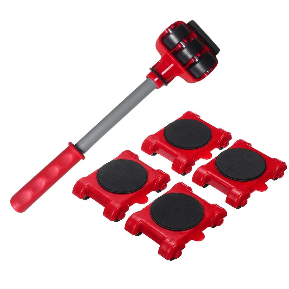 Juego de 5 piezas de elevador de muebles, elevador de muebles resistente con almohadillas giratorias de 360 grados para mover fácilmente y de forma segura, kit de herramientas de rodillo de movimiento