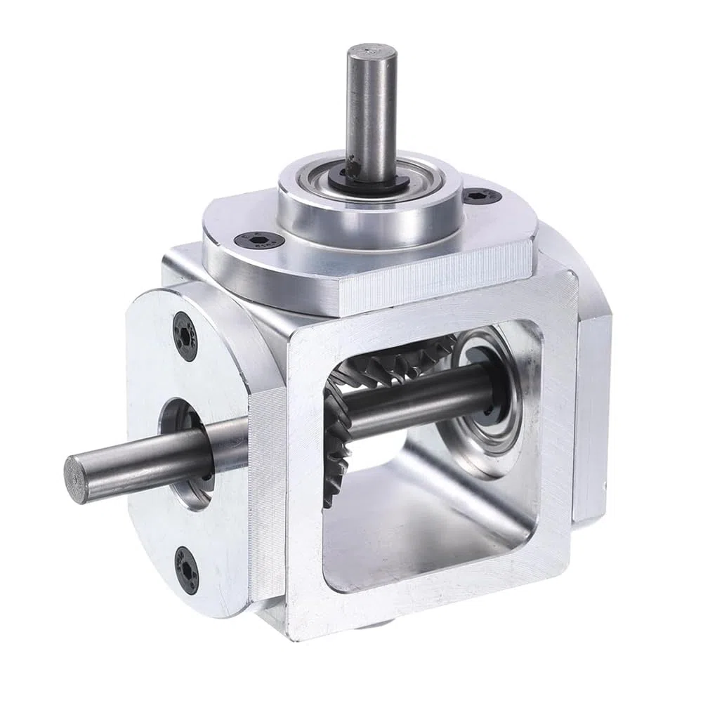 Gear-Box - Caja de engranajes cónica de ángulo recto de 90 grados, eje de salida única 1:1, 1 módulo, engranaje cónico de 20 dientes, marco de aluminio
