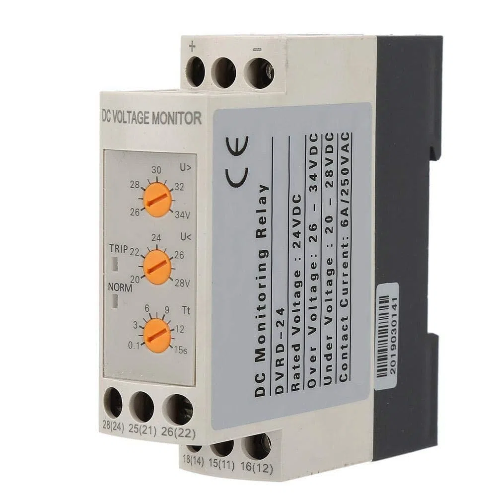 FACAIIO DVRD DC Sobretensión y Subtensión para relé de protección DC12V 24V 36V 48V Circuitos con retardo ajustable e indicadores LED