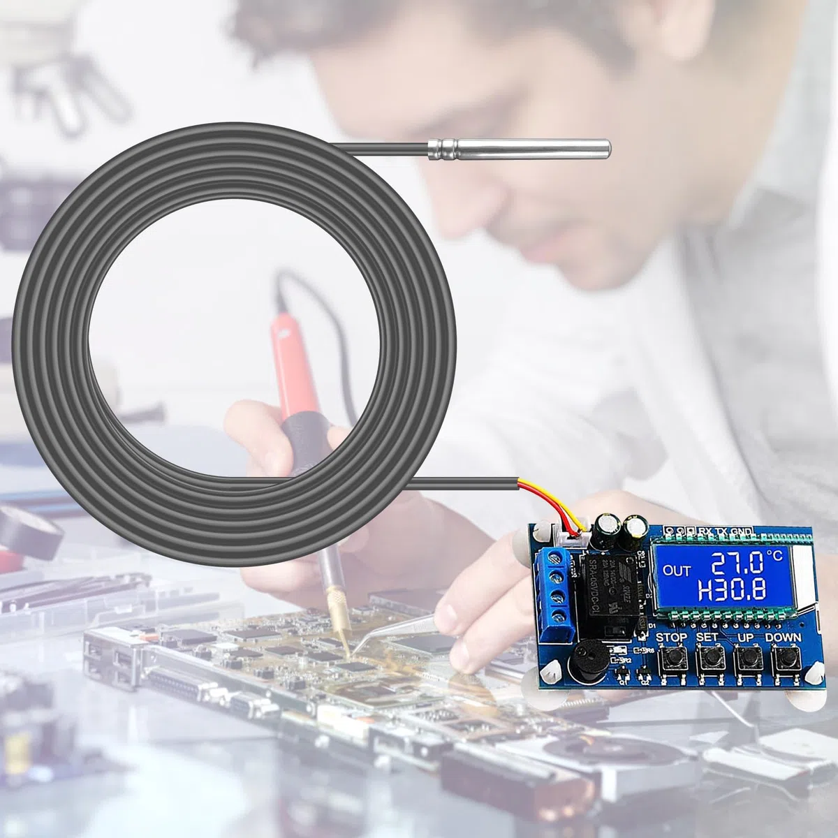 Vegena 3 Piezas Sensores De Temperatura, Pt1000 Sensor De Temperatura Digital Sonda De Tubo De Acero Inoxidable Con Cable De Línea De Pvc Para Monitoreo De Temperatura