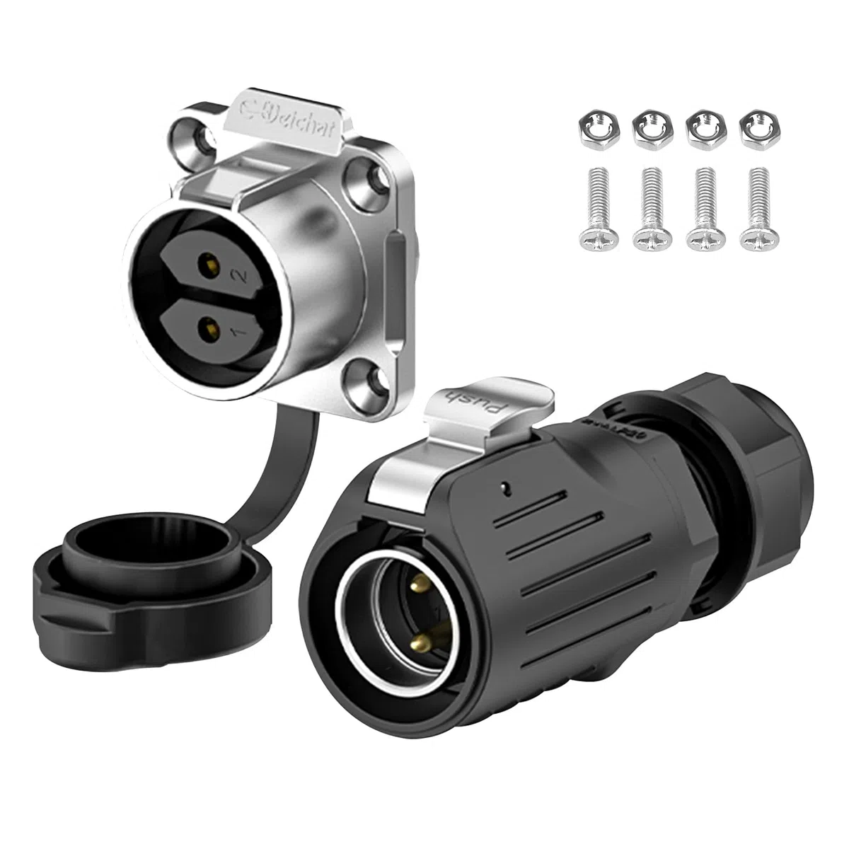 EW-LP20 Conector industrial estanco IP68 Conector de aviación Conector circular antiinterferencias Conector eléctrico de liberación rápida M20 2-12 Pines Enchufe de brida (2 Pines)