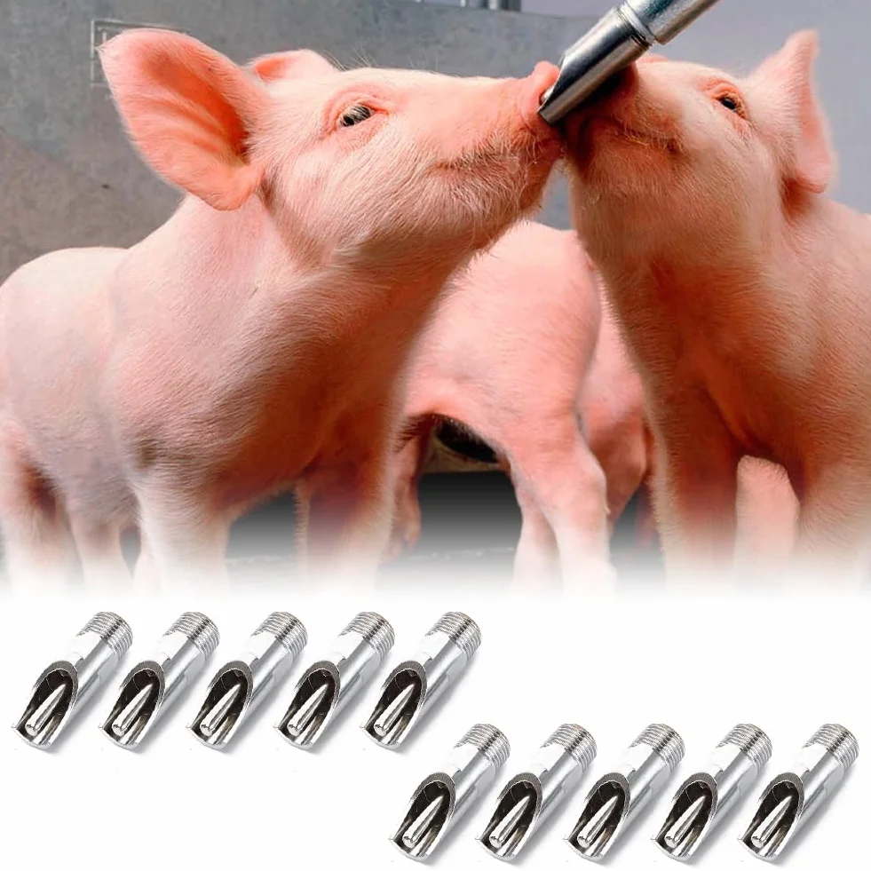 Bebedero Conejo Cerdo, Automáticos Pezones Agua Bebedor Estilo Boca Pig Nipple Waterer Stainless Steel Automatic Piglets Water No Mess Hanging Mount Drinker Sows Drinking Nipples Hog Farm Accessories