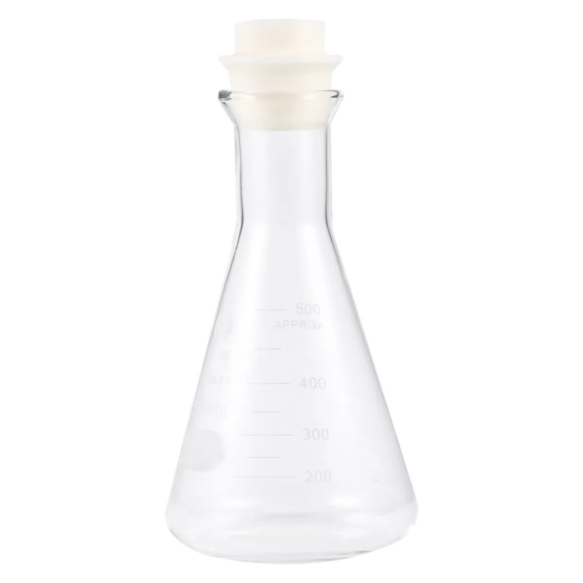 UKCOCO 1 Pc Matraz De Vidrio Juego De Matraces Matraz Erlenmeyer 500ml Matraz Triangular De Vidrio Con Tapón Matraz Cónico Para Química Traje Boca Ancha Dosis De