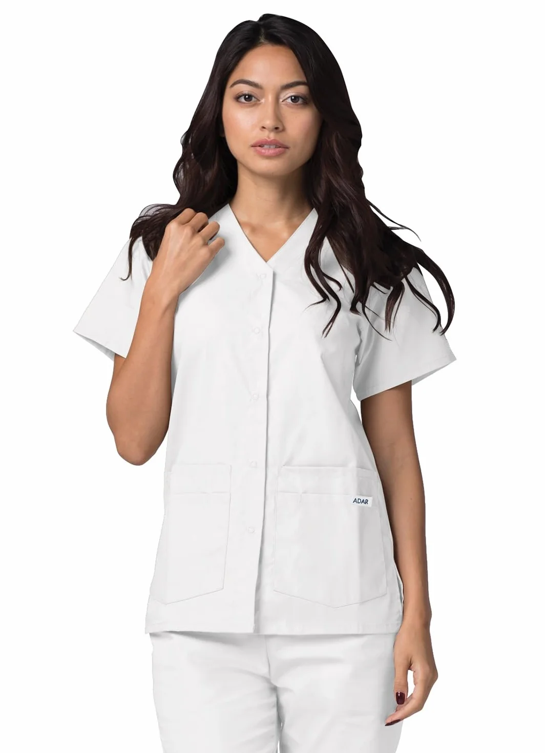 Adar Uniformes médicos para Mujer - Casaca Sanitaria Frontal a presión