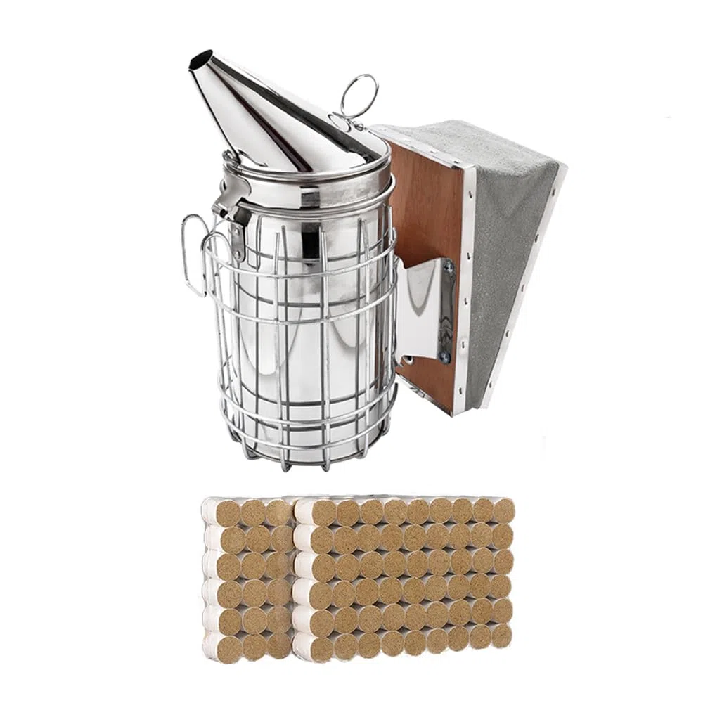 Kit de ahumador de Apicultura y Herramienta, ahumador de Colmena de Abeja para Apicultura/Sombrero de Velo de Apicultor