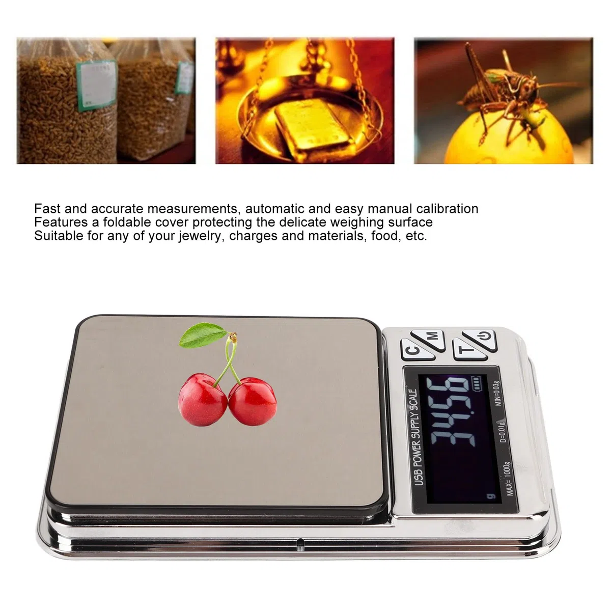 BestAlice Digital Milligram Scale, 1000g / 0.01g Balanzas Electrónicas Mini Pocket Scale, USB Electric Jewelry Balanza Plana Electronic Kitchen Food Coffee Balanza