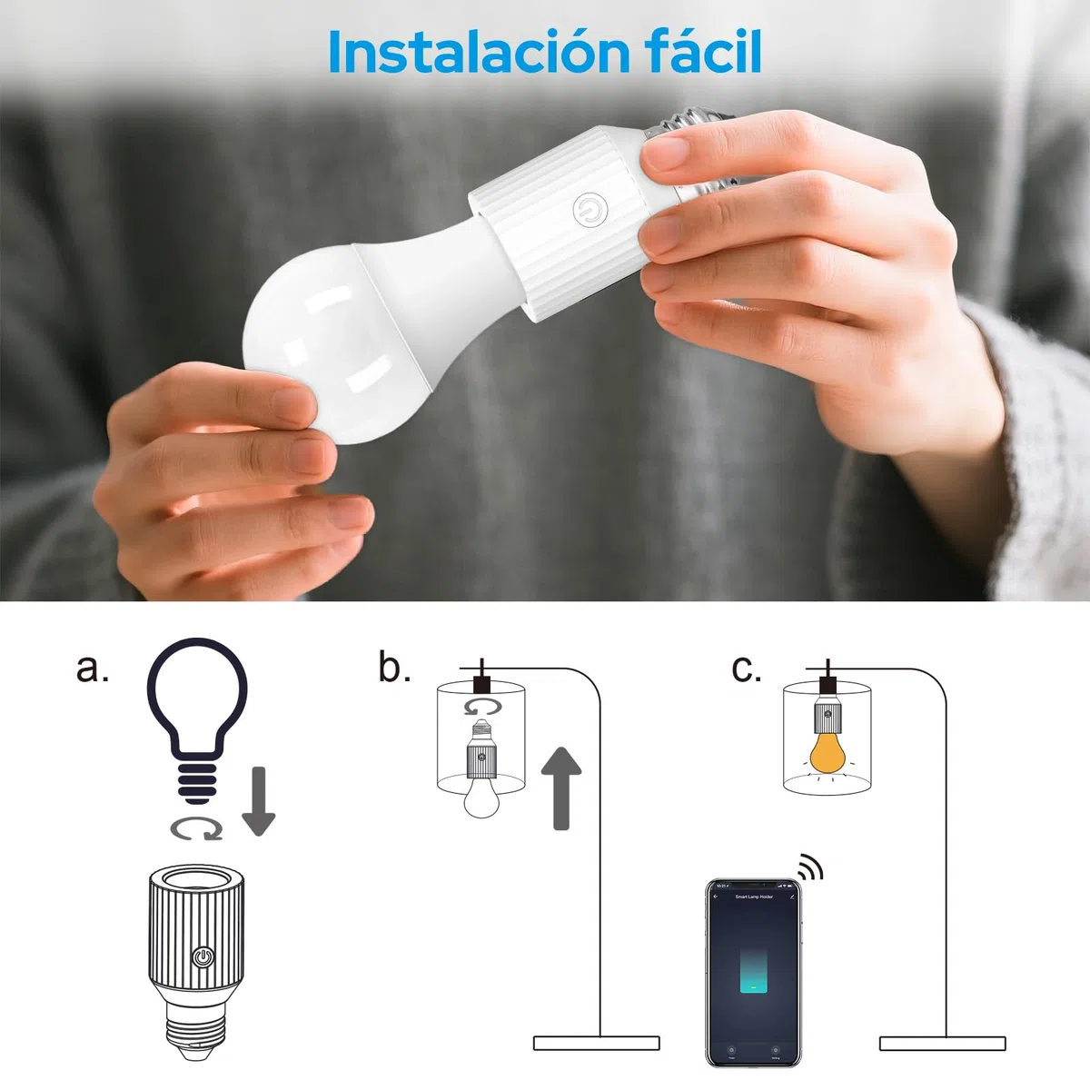 LoraTap Adaptador de portalámparas Wi-Fi inteligente, control de voz Alexa/Google, grupos y temporizador Smart Life, máx 60 W, bombillas incandescentes, E26/E27, pack de 2