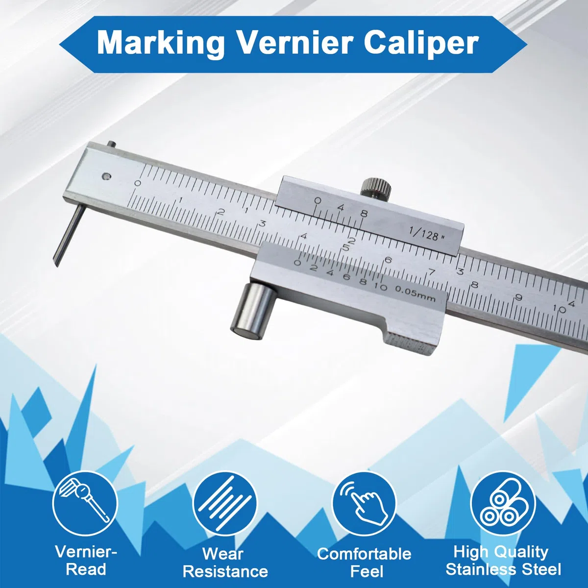 Pie de Rey 0-20CM calibrador Madera gramil caliper calibre vernier Calibre de precisión para Uso Profesional, Industrial, Bricolaje Doméstico