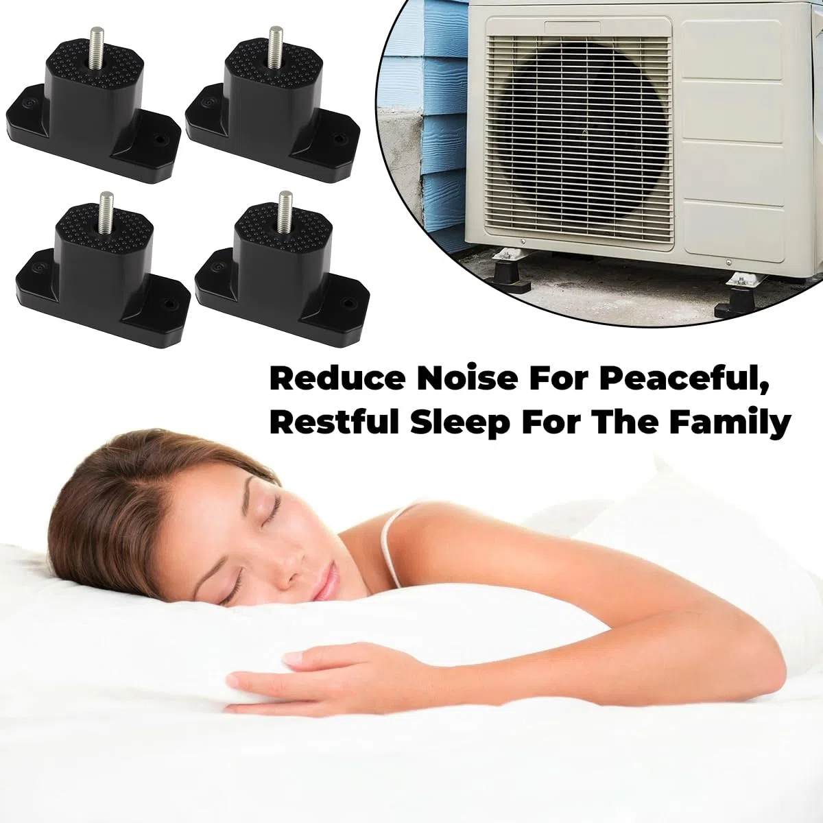 4 Piezas Silentblock Aire Acondicionado M8, Soportes de Goma Para Amortiguadores de Vibraciones con Tuercas y Arandelas, Soporte de Goma Para Aire Acondicionado, Silentblock Gomas uso Unidad Exterior