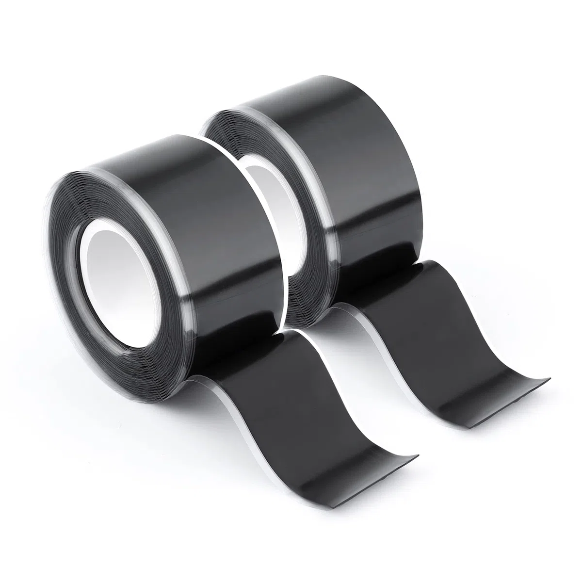 AIEX Cinta Silicona Autofusion, 2,5cm x 3 m 2 Rollos Impermeable Cinta Silicona Adhesiva Cinta Silicona de Autofusión Rescate para Fugas de Tuberías Reparación de Emergencia Cables Eléctricos (Negro)