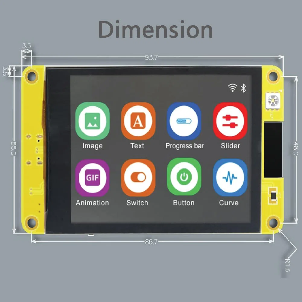 DIYmalls 3.2 Pulgadas ESP32 IPS Pantalla ESP32-2432S032C-I TFT LCD Módulo ST7789 táctil capacitiva 240x320 ESP-32 Placa de Desarrollo para Arduino