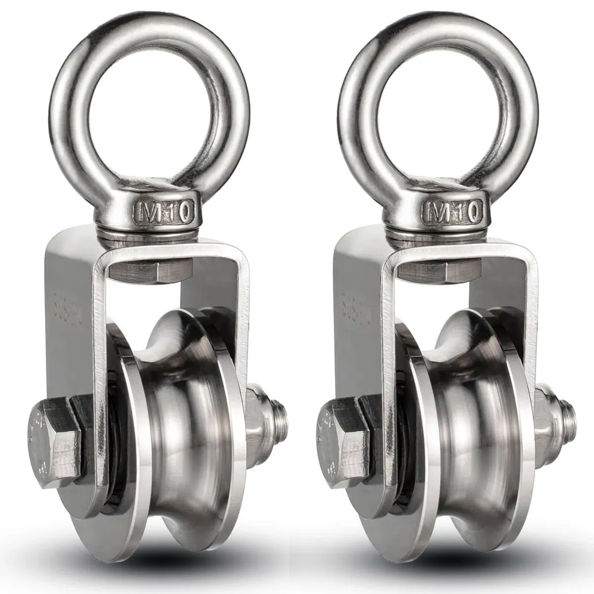 Juego de 2 poleas de acero con 2 rodamientos de bolas, acero inoxidable 304, 500 kg, para polea de desviación, cuerda de acero, cuerda de cuerda, cabrestante manual, polea de botella, compatible con