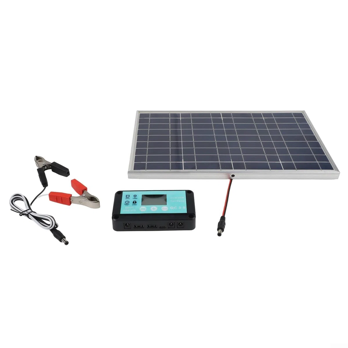 Kit de panel solar de 100 W con controlador para carga de batería de 12 V 24 V, marco de aleación de aluminio, IP67 resistente a la intemperie, para caravanas, barcos, camping