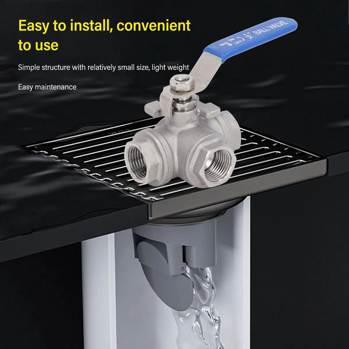 Válvula de Bola de Acero Inoxidable, Válvula de Bola de 3 Vías 1/2 Pulgada DN15 304 Hilo Femenino de Acero Inoxidable L Tipo de Tipo Manual para Gas de Aceite de Agua