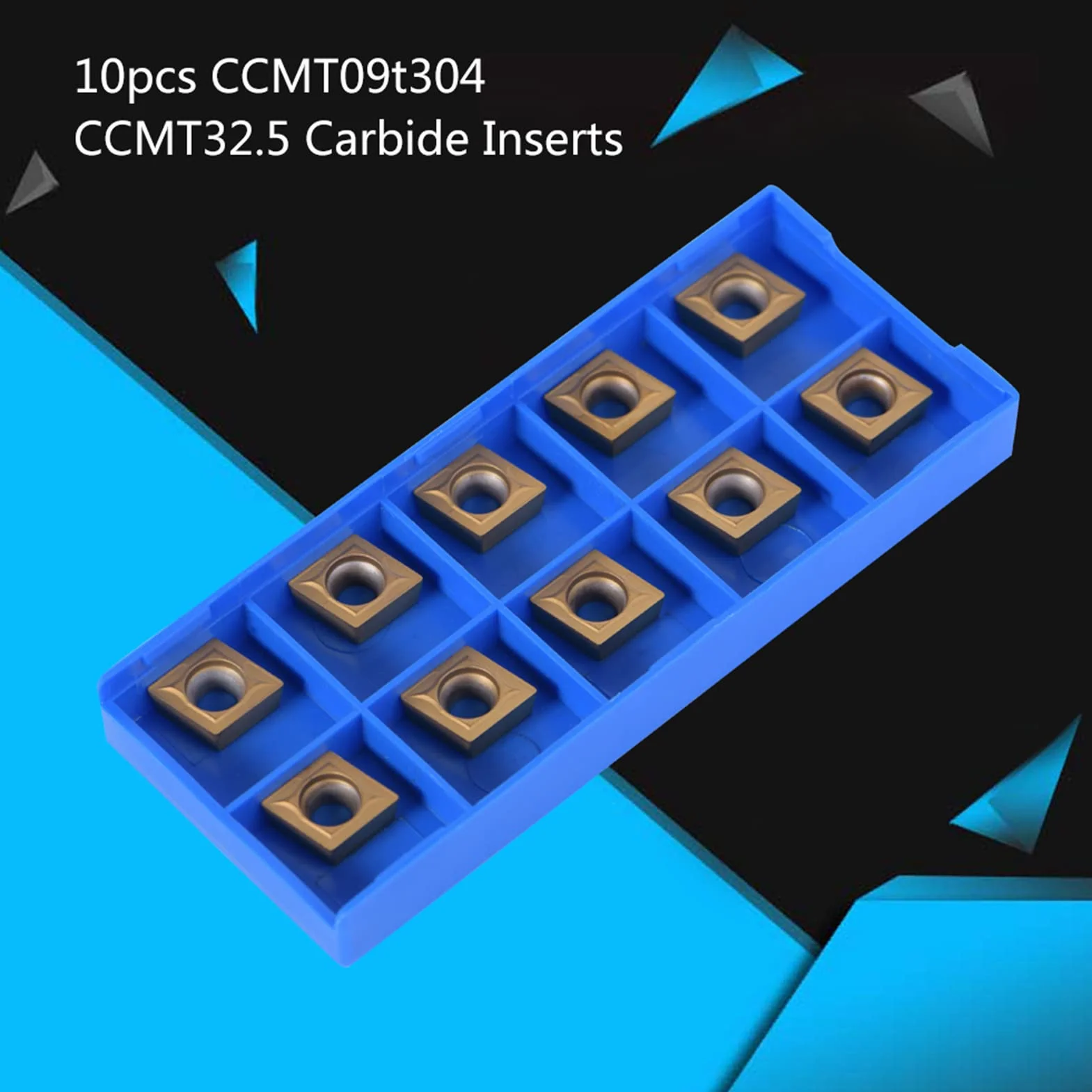 Insertos de Carburo de Torno, 10 Piezas CNC Insertos de Puntas de Carburo Cortador de Cuchillas Insertos de Fresado Herramienta de Torneado de Torno con Caja de Almacenamiento para Procesamiento de Ac