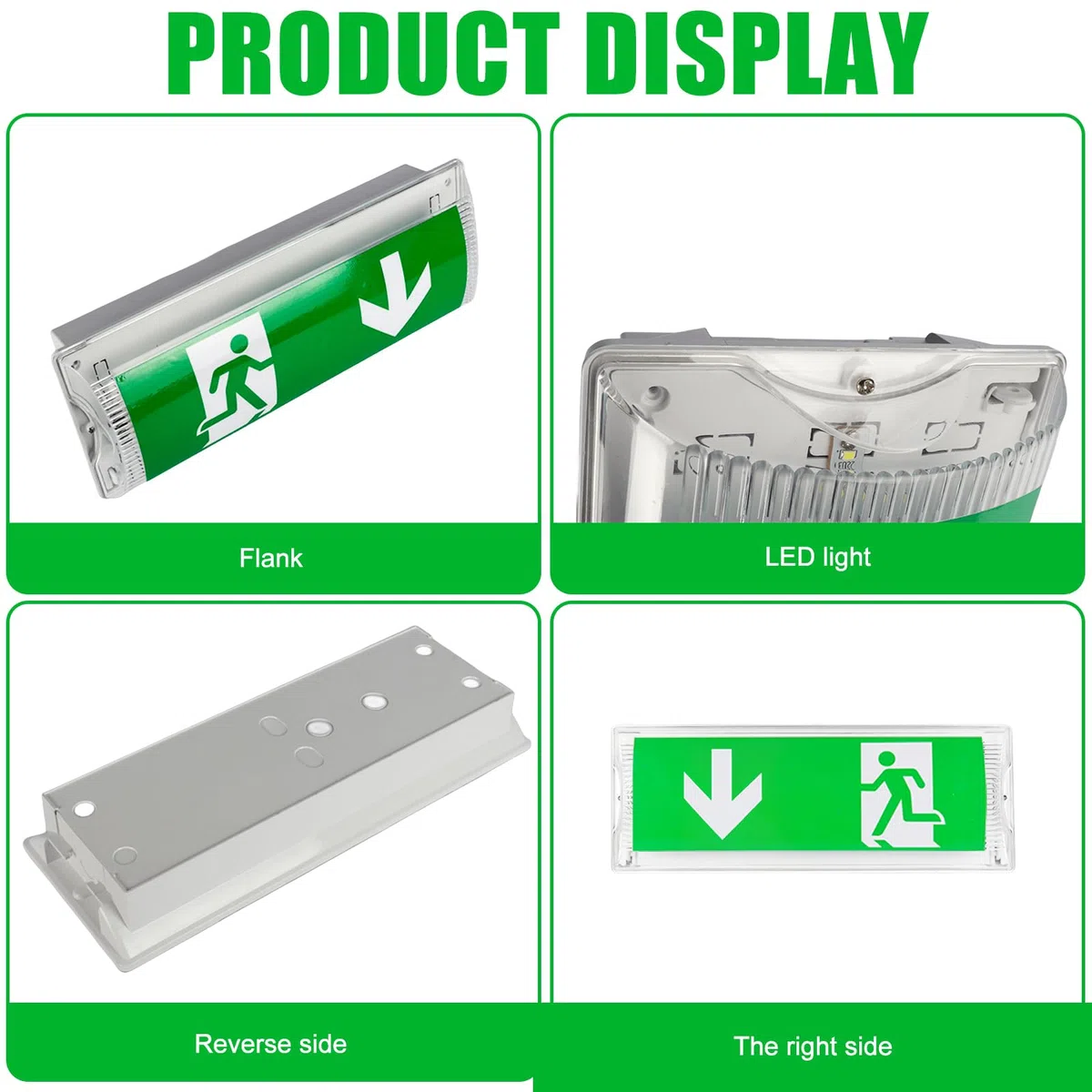 LED-Notbeleuchtung: IP65 Impermeable Iluminación De Emergencia, Lámpara De Salida LED Con Batería De Rescate 3h, Luminaria De Salida De Rescate Con 4 Pictogramas Para Todas Las Instalaciones