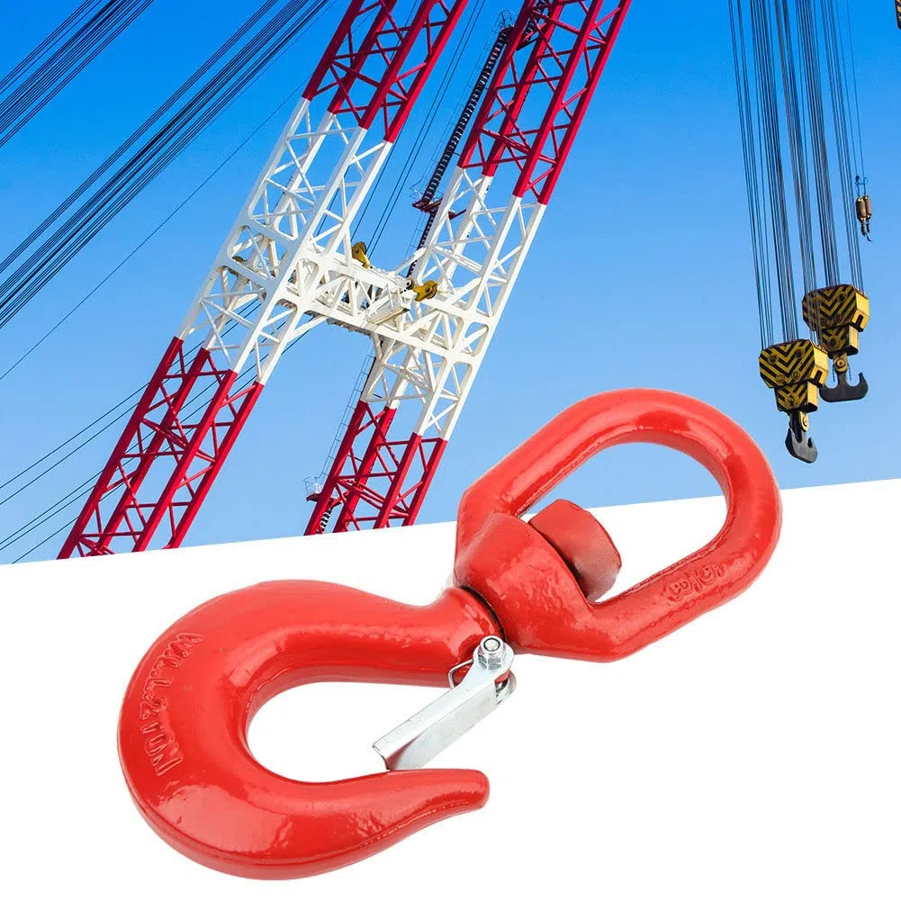 SANON Gancho de Elevación Giratorio de 2 Toneladas con Pestillo de Acero de Aleación de Grado Industrial Grúa Gancho de Aparejo de Elevación para Elevación de Fábrica Elevación de Puertos Ingeniería