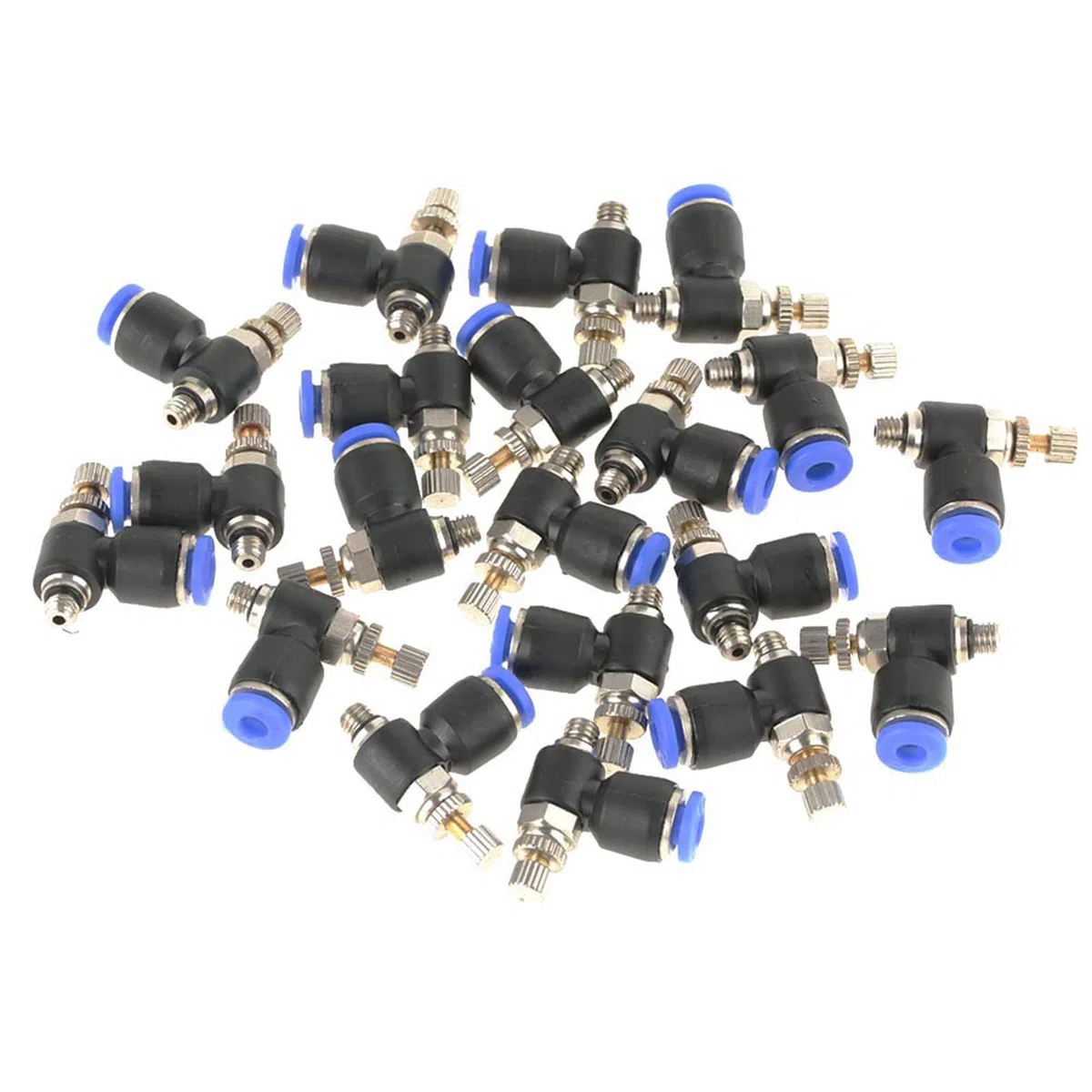 20 Piezas OD 4 Mm Tubo M5 Vlvula Neumtica de Control de Velocidad de Flujo de Aire Conector Rpido Plstico de Latn regulador caudal aire m5 Fcil Instalacin, Outils multifonctions