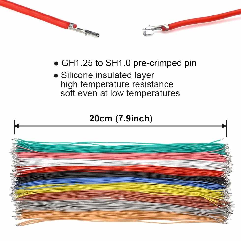 Kit de cables y conectores preengarzados GH1.25 a SH1.0 compatible con JST GH 1.25 mm y JST SH 1.0 mm para Pixhawk Cube 6C 6X Pixhawk4