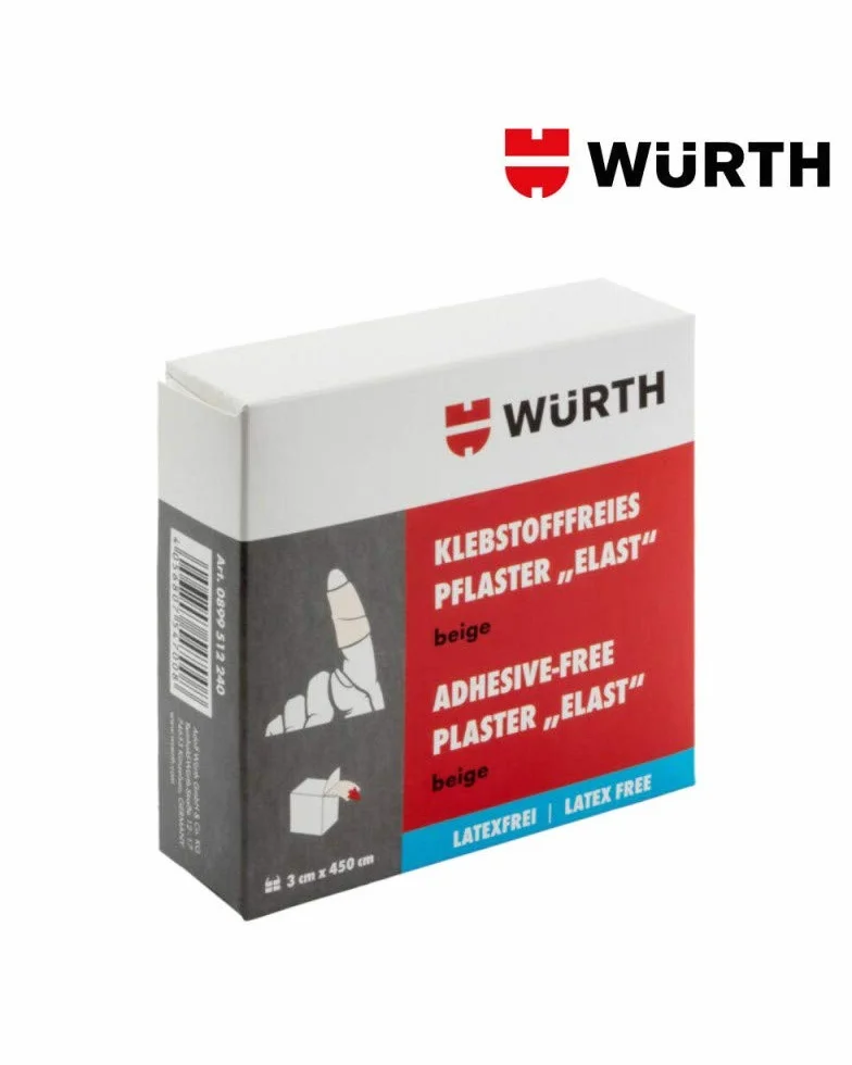 Venda elástica Taping Wurth, sin látex, sin pegamento, venda de 3 x 450 cm, modelo n. 0899512240
