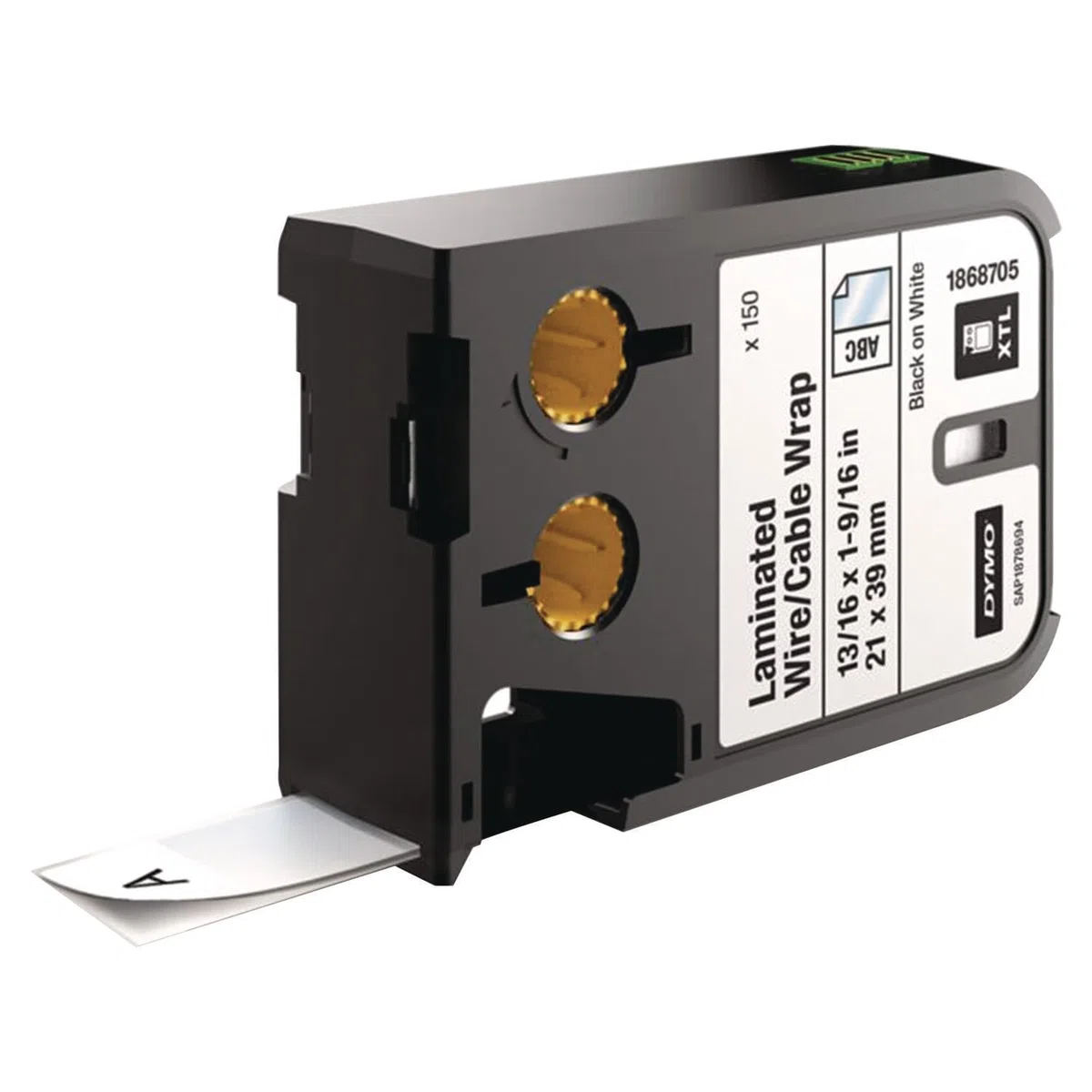 Dymo 1868705 - Cinta de vinilo auto laminadas, 21 mm x 39 mm, color negro y blanco