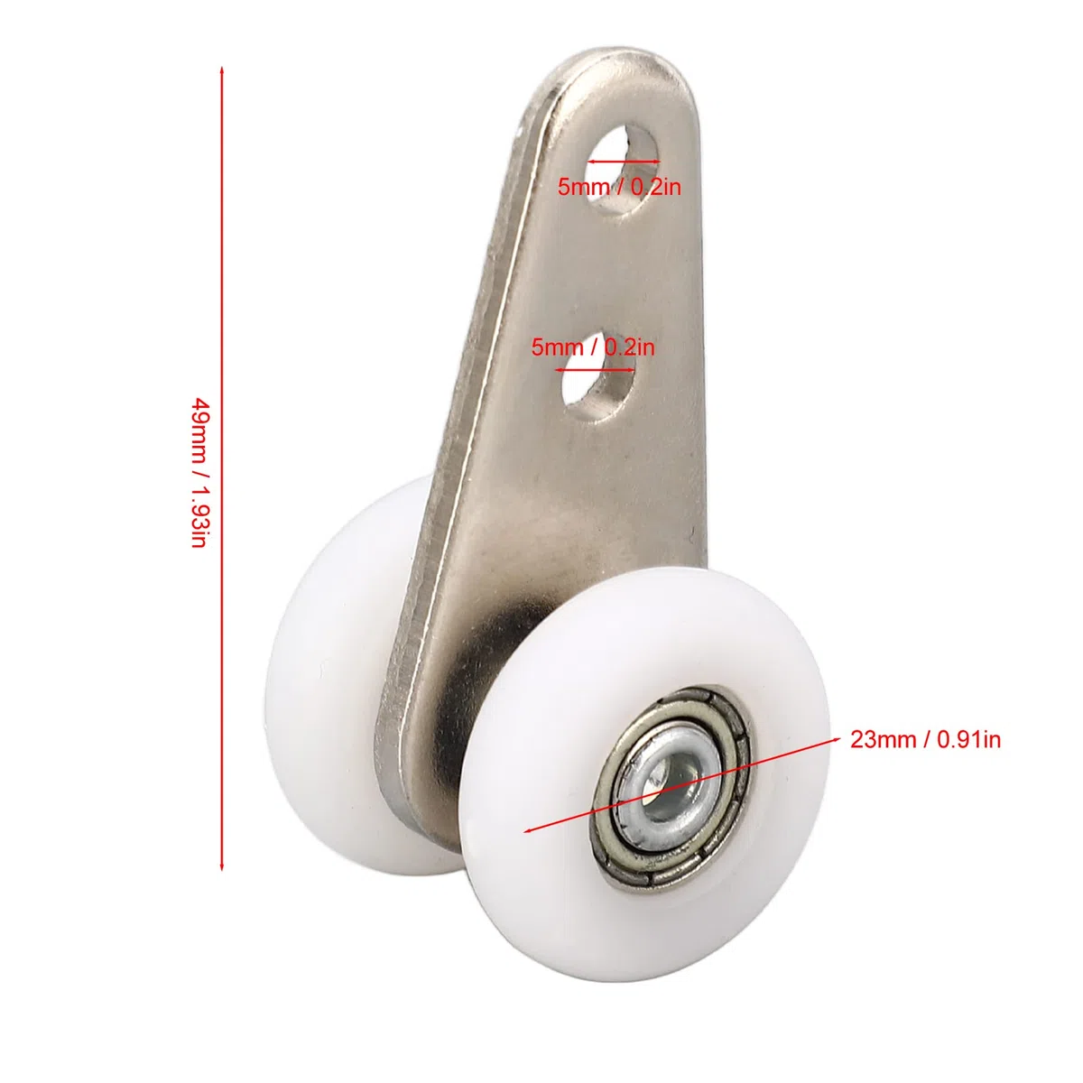 10 Piezas Conjunto de Carro de Rodamiento, Ø 23 mm Polea de Polea Colgante de Nailon 49 mm Longitud Polea de Puerta Corredera Rodillo de Riel Deslizante Rueda de Carro de Viga para Gabinete Ventana