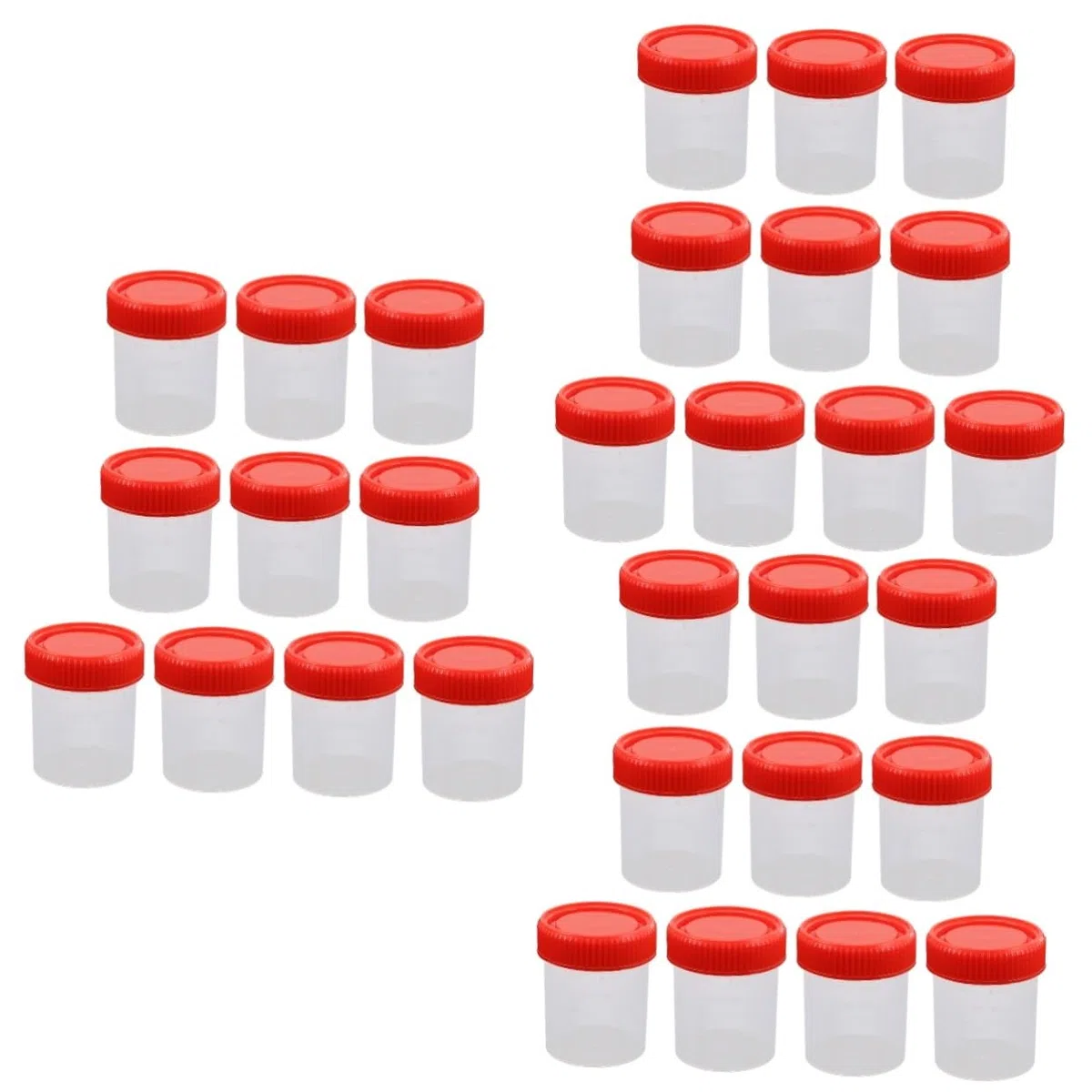 30 piezas muestra tapa prueba botellas frascos de dosis lata plástico recipiente plástico vasos de recipientes para muestras de pp rojo