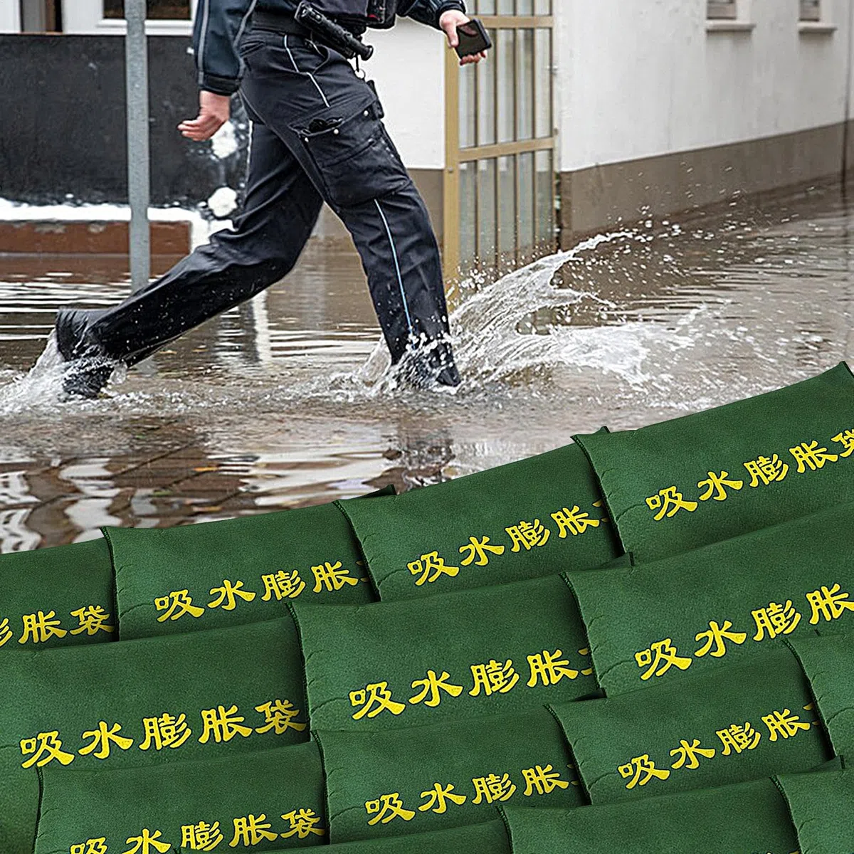 Bolsas de activadas por agua, 5 barreras de protección contra inundaciones, bolsas absorbentes de protección contra inundaciones para el sótano de la puerta del garaje, saco de