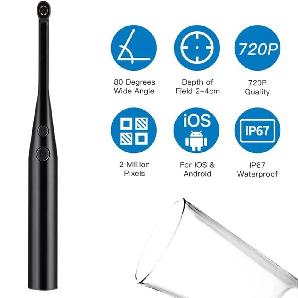 iksvmsis Cámara Intraoral Dental Cámara Oral Dental Cámara Endoscópica Endoscópica Intraoral WiFi Cámara con 8 Led USB De Endoscopio Dental Hogar Dentista Lupa Clínica Cámara