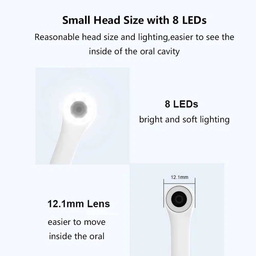 iksvmsis Cámara Intraoral Dental, WiFi Inteligente Cámara Dental, Herramienta De Video Dental para PC iOS Android, Cámara Intraoral De Alta Definición 8 Luces LED para Dentista Dental