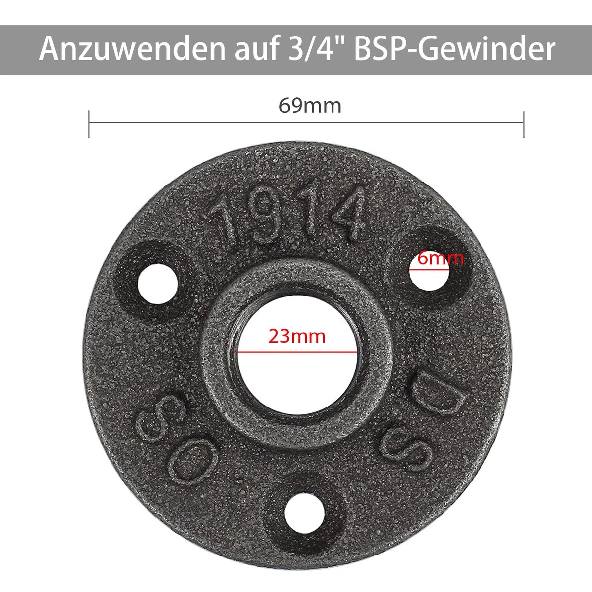 Brida de tubería negra, 10 unidades de 3/4 pulgadas con 3 agujeros, rosca de metal BSP, brida para tuberías, hierro maleable para tubos industriales, muebles, bares, restaurantes, hoteles y