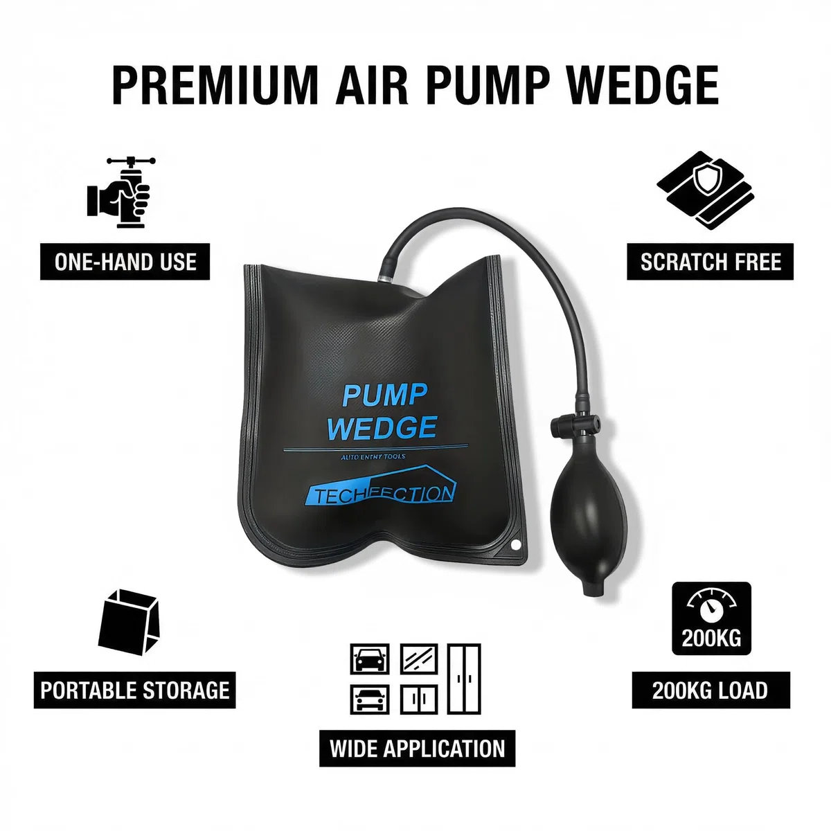 6PCS Cuña de Aire de Bomba Elevación Air Wedge Pump Herramienta de Alineación de Marcos de Ventanas para Levantar Muebles Y Instalación De Puertas Y Reparación De Automóviles con Bolsa Almacenamiento