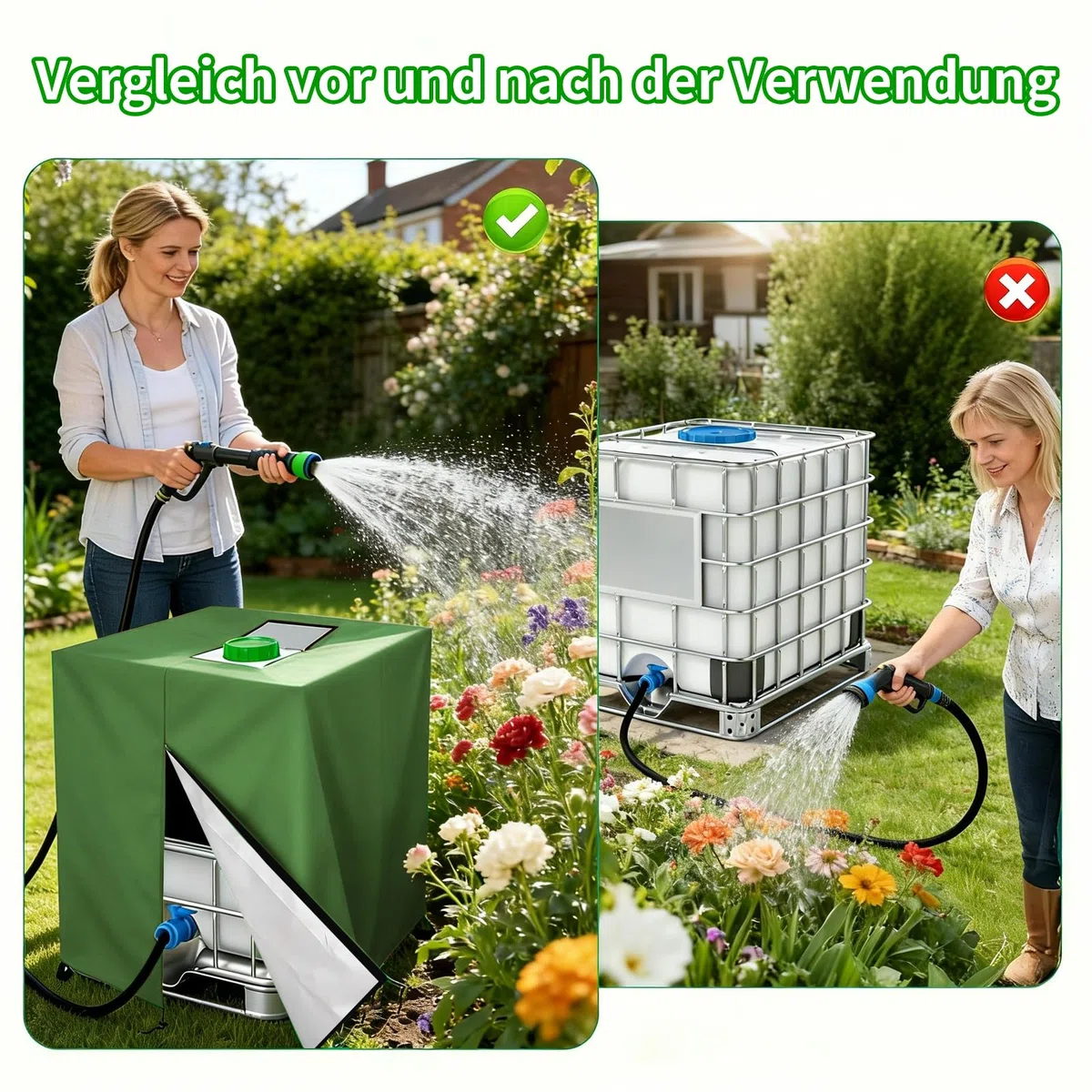 IBC - Cubierta para depósito IBC de 1000 L, cubierta 420D para depósito de agua, resistente al viento, resistente a los rayos UV, para depósito de agua, depósito de agua de lluvia (120 x 100 x 116 cm