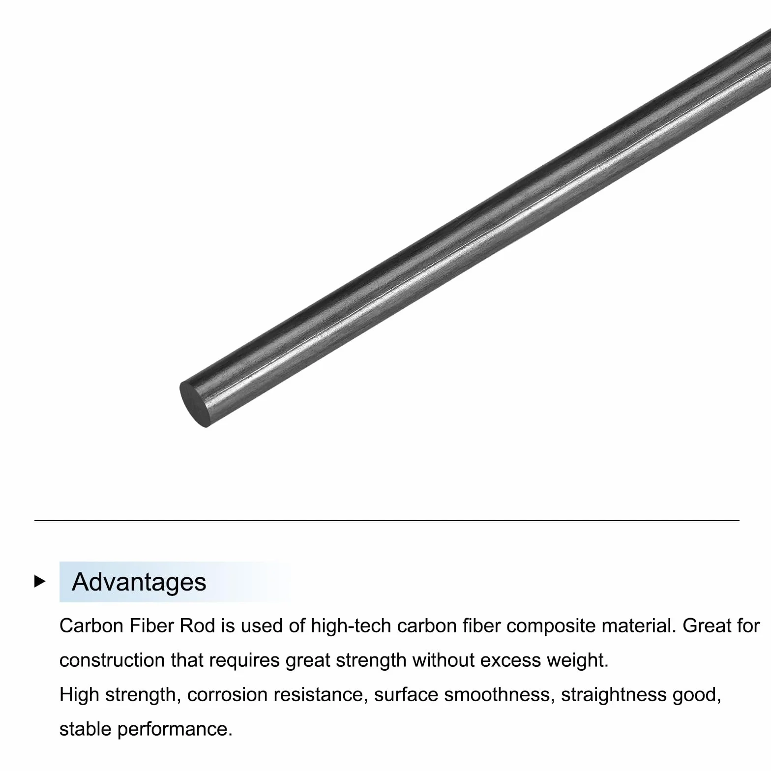 QUARKZMAN 5 Piezas Varilla de Fibra de Carbono 8mm x 400mm para Herramienta de Bricolaje de Aviones RC Tubo de Ala Brazo de Quadcopter