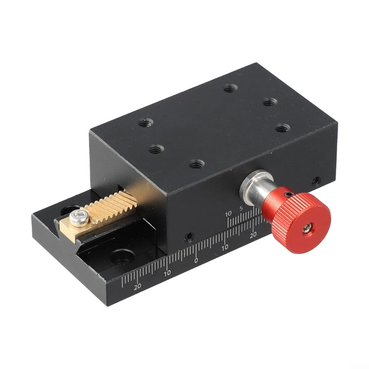 Etapa deslizante manual de cola de milano del eje X de 40 mm, plataforma de traducción lineal de precisión con ajuste fino de piñón de rack, aleación de aluminio CNC para fibra óptica y accesorio de