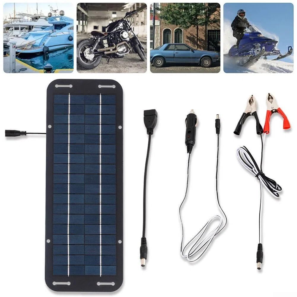 Cargador de batería solar, panel solar de 30 W, cargador de goteo de 12 V, kit de cargador de batería para motocicleta, barco, coche, caravana, remolque marino