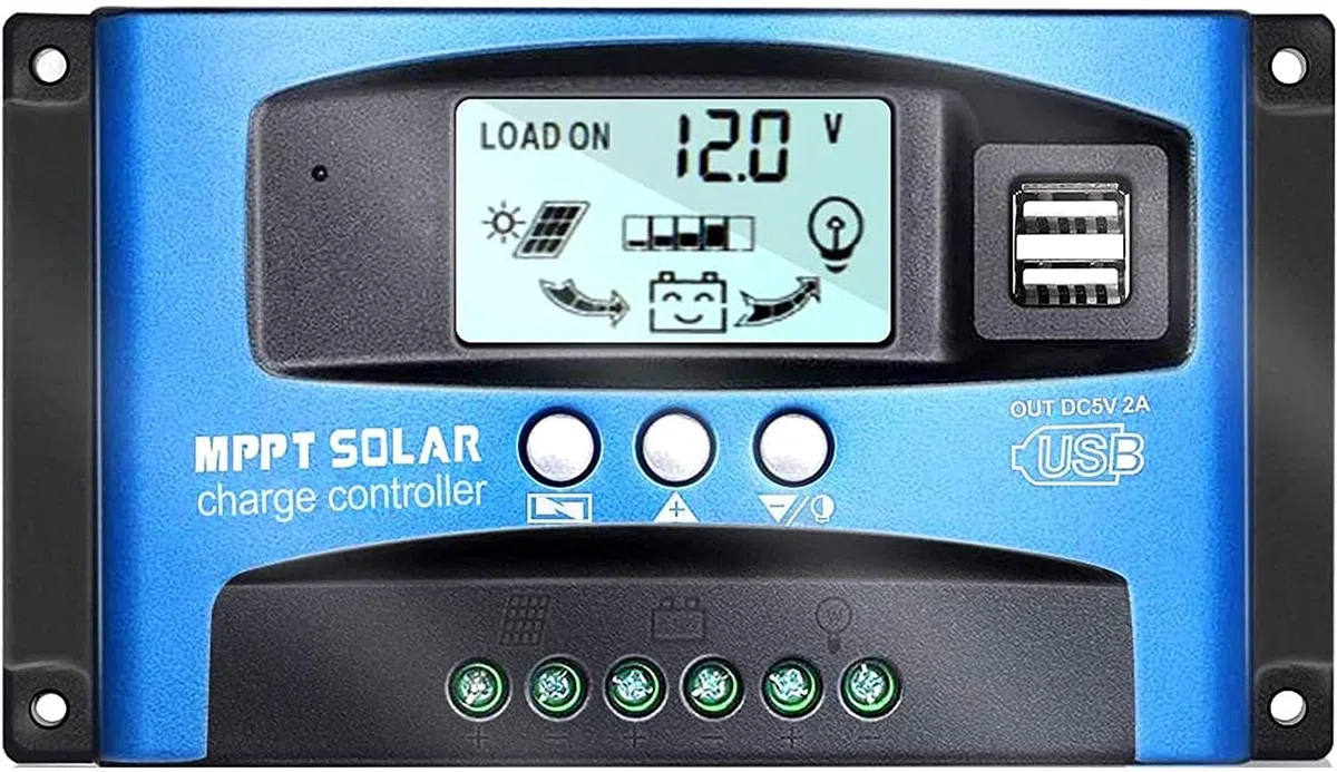 Y&H 100A MPPT Solar Controlador de Carga,12V 24V Panel Solar Batería Regulador Inteligente con Pantalla LCD Dual USB,Múltiples Modos de Control de Carga Pantalla LCD Ajustable
