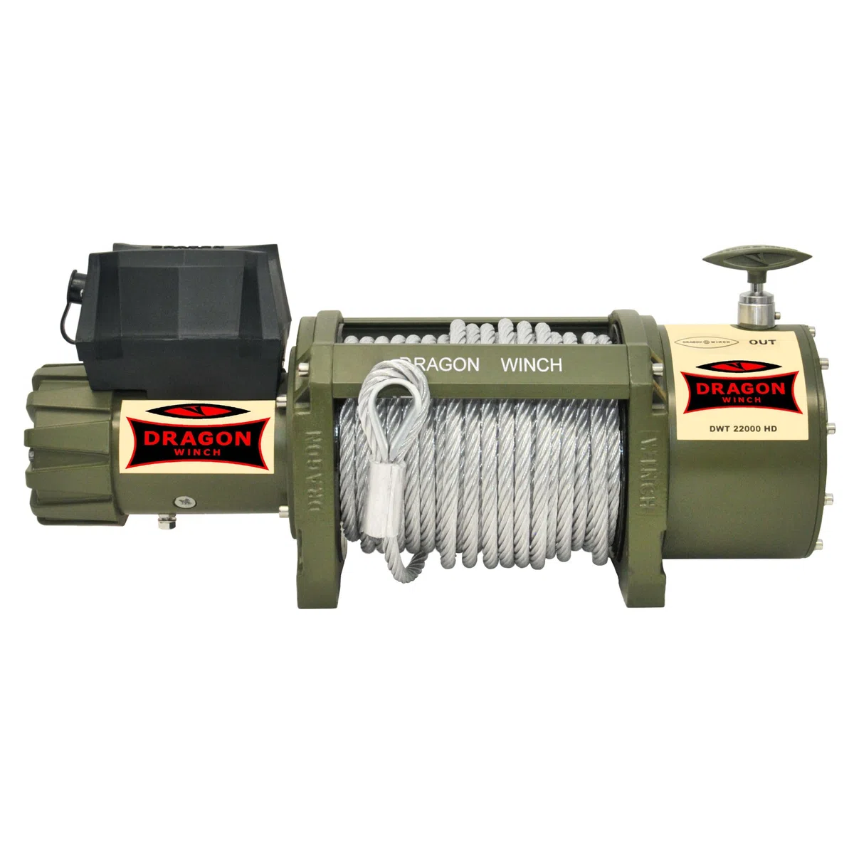 Dragon Winch Cabrestante eléctrico Truck 22000 lbs (9979 kg) 24V con Cuerda de acero 31m para camiones, vehículos comerciales, bomberos | con control remoto inalámbrico y accesorios para Cabestrante