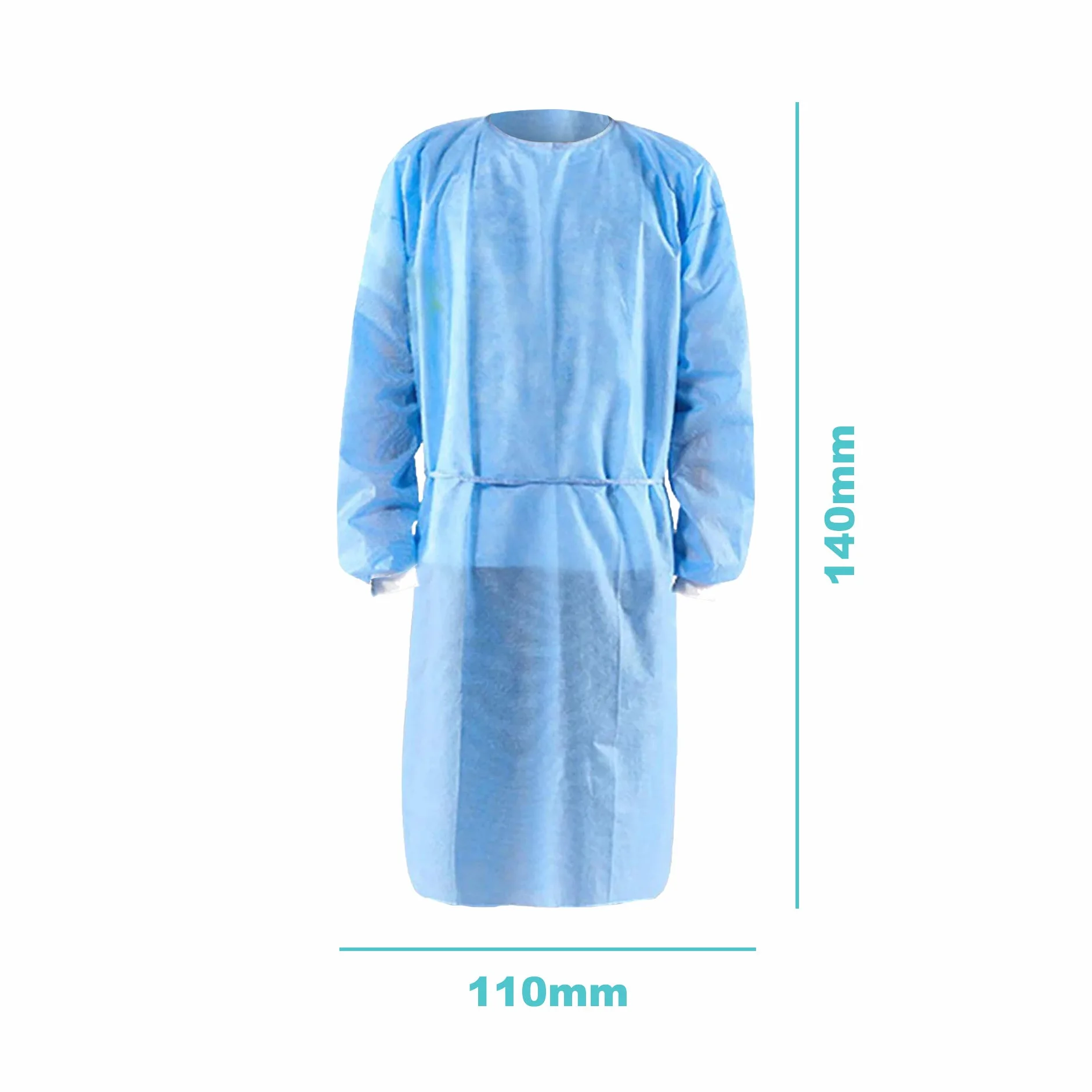 10x Batas Sanitarias Desechables - Repelentes al Agua - 30GSM - 100% Polipropileno no Tejido - Talla Única CE - Categoría de Protección I - Calidad Profesional - Azul - 10 Unidades - Dmm-Europe