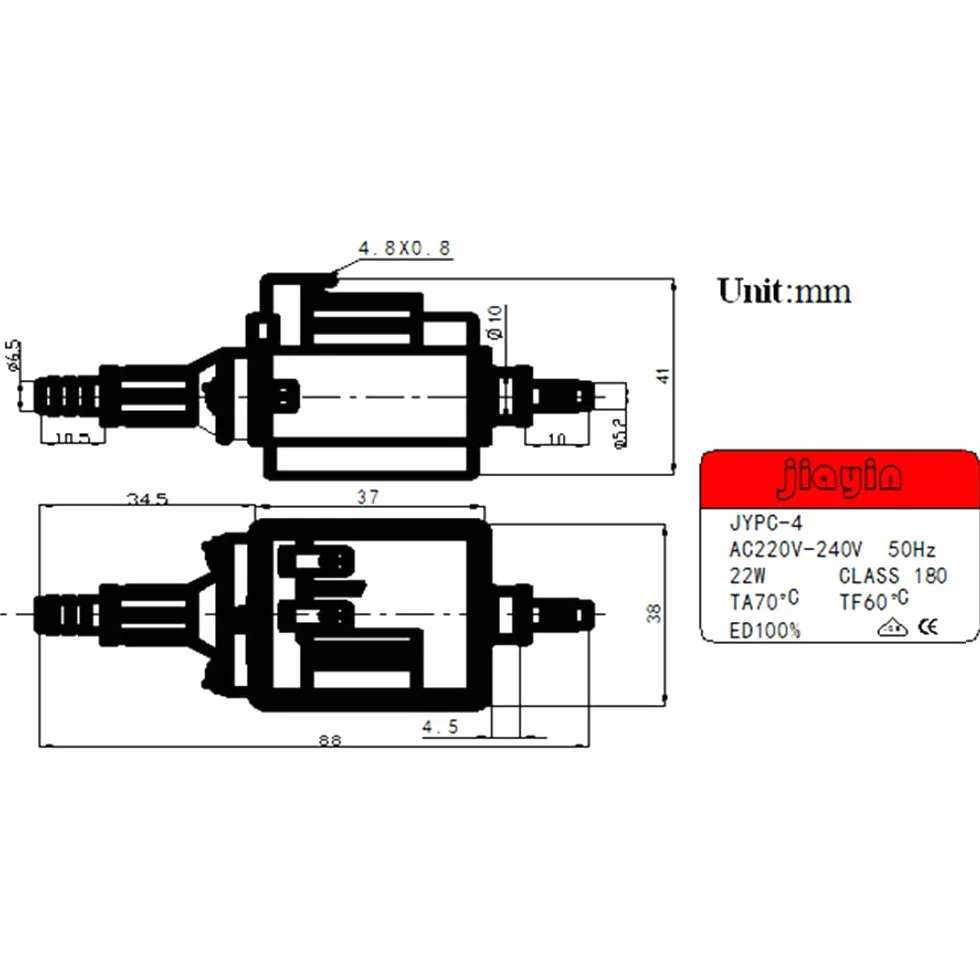 JYPC-4 AC 220V - 240V 22W Original émbolo Tipo 220cc/min Bomba de succión de agua Bomba electromagnética de solenoide líquido